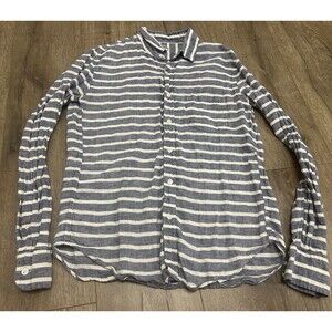 J Crew Baird McNut Irish Linen Shirt Men’s Medium Blue White Stripped 43644